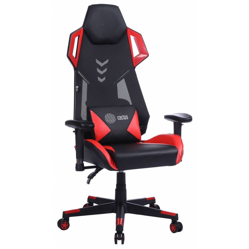 Кресло игровое Cactus CS-CHR-090BLR черный/красный эко.кожа/сетка крестов. нейлон главное фото