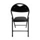 Стул складной для дома и офиса РС94, черный каркас, экокожа черный. Фото товара с разных ракурсов.